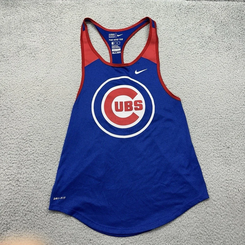 Nike The Nike Tee 34233X-CB1 Dri-Fit Size XS MLB Chicago Cubs Racerback Tank Top